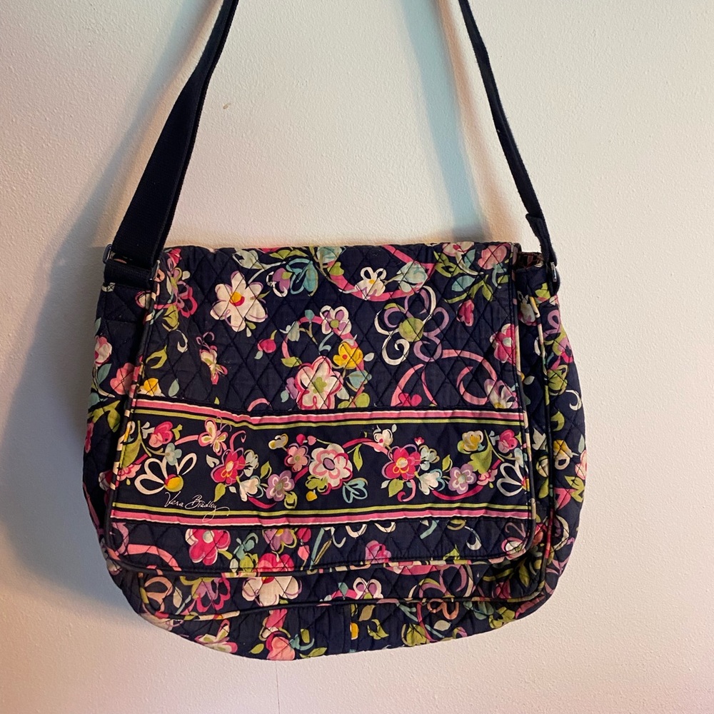 Vera Bradley Floral Laptop Bag - Navy and Pink